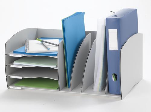 Fast Paper Desktop Organiser 4 Compartments Grey F3020212