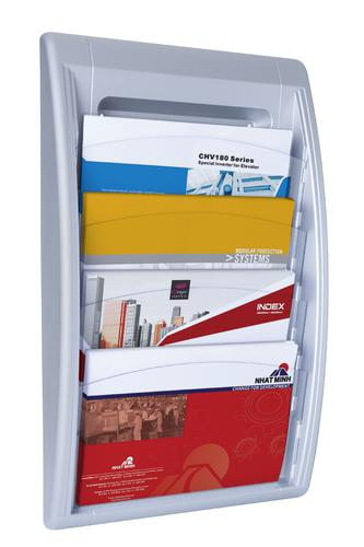 Fast Paper Oversized Quick Fit Wall Display Literature Holder Silver - F406035 Paperflow