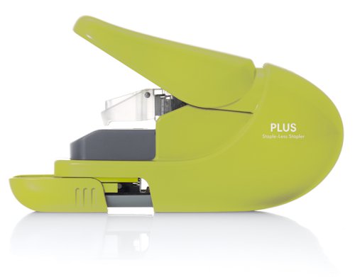 Plus By Pentel Staple-Free Handy Stapler Power Assist Mechanism 5 Sheet Capacity Green 31146