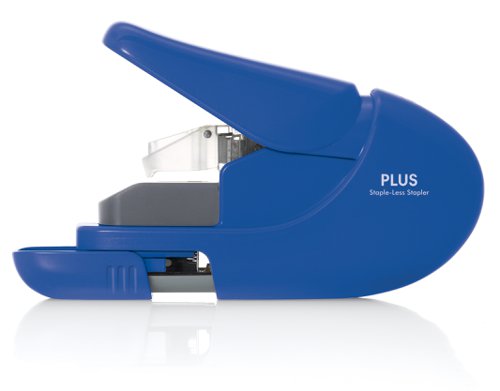 Plus By Pentel Staple-Free Handy Stapler Power Assist Mechanism 5 Sheet Capacity Blue 31147  53892PE