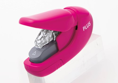 Plus By Pentel Staple-Free Handy Stapler Power Assist Mechanism 5 Sheet Capacity Pink 31148  53899PE