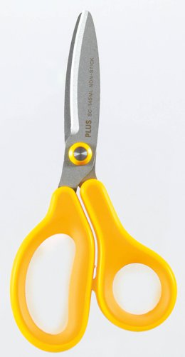 Plus By Pentel Fitcut Curve Kids Fluorine Coated Non Stick Left-Handed Scissors 145mm Yellow 35065