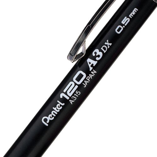 Pentel 120 Mechanical Pencil HB 0.5mm Lead Black Barrel (Pack 12) A315-AX