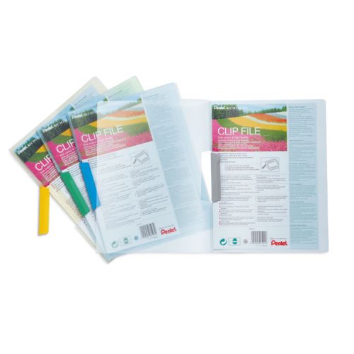 Pentel Recycology Clip File A4 Assorted Colours (Pack 10) - DCB14/MIX 59109PE Buy online at Office 5Star or contact us Tel 01594 810081 for assistance