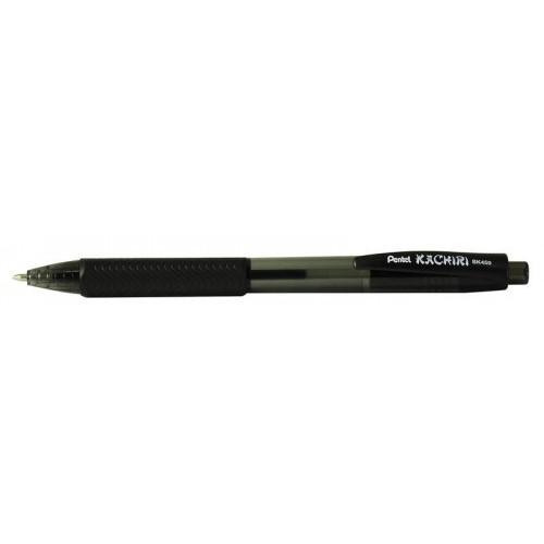 Pentel Kachiri Retractable Ball Pen Rubber Grip 1.0mm Black BK450-A [Pack 12]