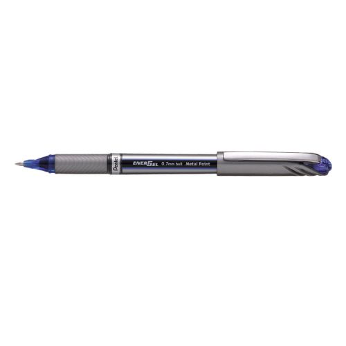 Pentel EnerGel + Metal Tip Rollerball Pen 0.7mm Blue Pack of 12 BL27-C