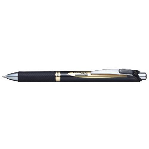 Pentel EnerGel XM Retractable Permanent Ink Gel Rollerball Pen 0.5mm Tip 0.25mm Line Black (Pack 12)