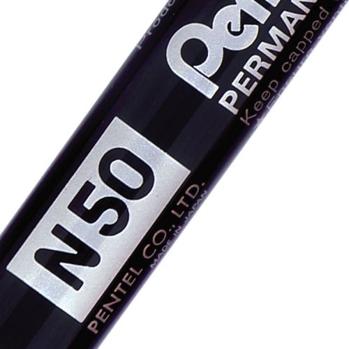 Pentel N50 Permanent Marker Bullet Tip 2.2mm Line Black (Pack 12) - N50-A