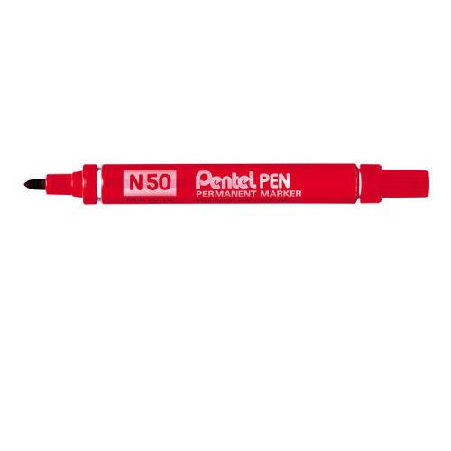 Pentel N50 Permanent Marker Bullet Tip Red N50-B [Box 12]