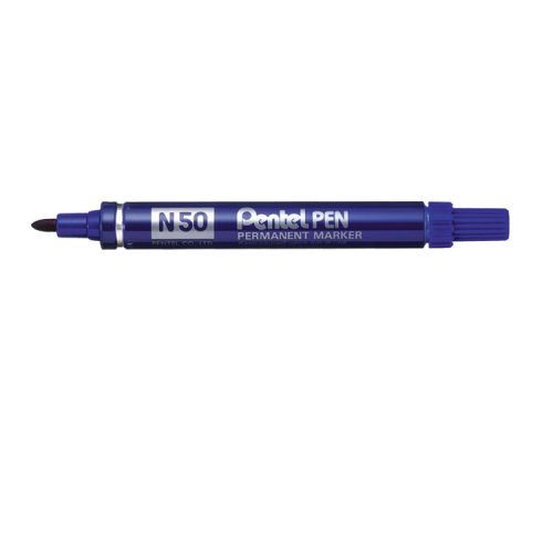 Pentel N50 Permanent Marker Bullet 4.3mm Tip 2.2mm Line Blue Ref N50-C [Pack 12]