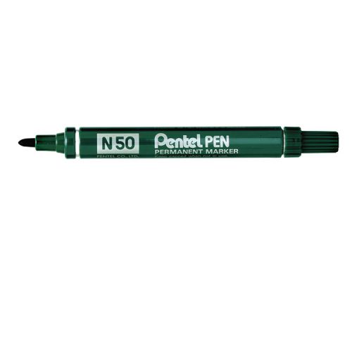 Pentel N50 Permanent Marker Bullet Tip 2.2mm Line Green (Pack 12)