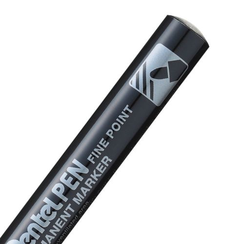 Pentel N50S Permanent Marker Fine Bullet Tip 0.5-1mm Line Black (Pack 12)