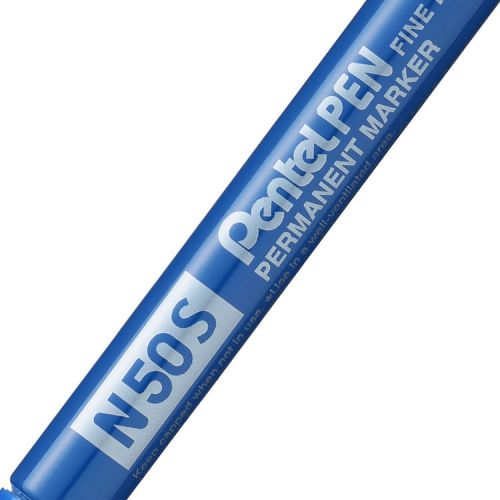 Pentel N50S Permanent Marker Fine Bullet Tip 0.5-1mm Line Blue (Pack 12) - N50S-C Pentel Co