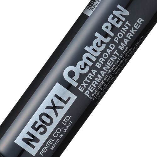 Pentel N50XL Permanent Marker Jumbo Chisel Tip 17mm Line Black (Pack 6) - N50XL-A