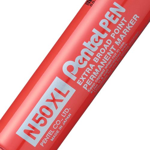 Pentel N50XL Permanent Marker Jumbo Chisel Tip 17mm Line Red (Pack 6) - N50XL-B  59046PE