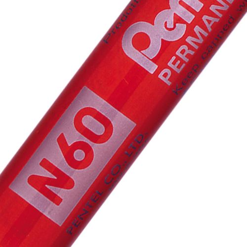 17063PE - Pentel N60 Permanent Marker Chisel Tip 3.9-5.7mm Line Red (Pack 12) - N60-B