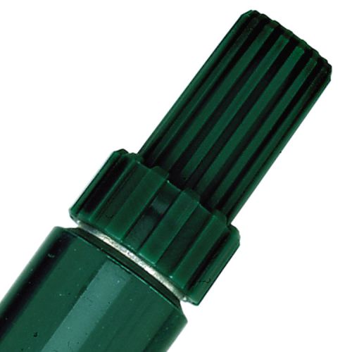76224PE | Pentel N60 Green is a robust Chisel tip everyday permanent marker.  This Robust permanent marker will write on almost any surface including metal, wood, glass, card and plastic. It has a metal barrel, perfect for long lasting in more harsh working environments!  No wonder they’re the number one choice for industry and commerce.  The ink is fast drying yet rich in colour.  Ink flow is controlled by a valve mechanism to allow a precise application.