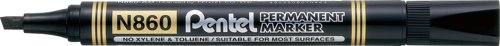 Pentel N860 Permanent Marker Chisel Tip 2.5-7mm Line Black (Pack 12) - N860-AE