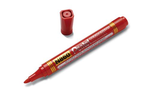 Pentel N860 Permanent Marker Chisel Tip Red N860-BE [Box 12]