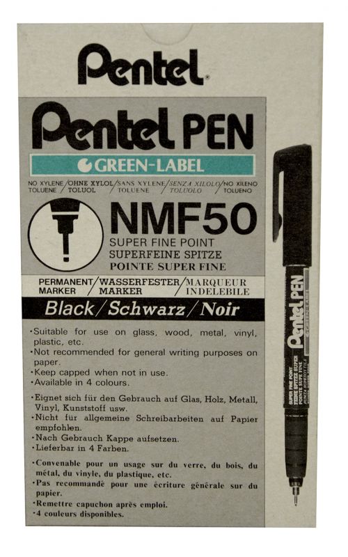 Pentel Permanent Marker Super Fine Black (Pack of 12) NMF50-A