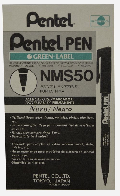 Pentel NMS50 Permanent Marker Bullet Tip 1mm Line Black (Pack 12) - NMS50-A