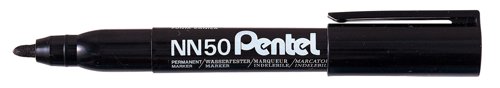 Pentel NN50 Permanent Marker Bullet Tip 1.5mm Line Black (Pack 12) - NN50-A