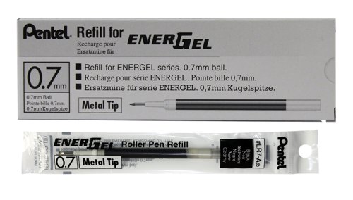Pentel Refill for Pentel EnerGel Pens 0.7mm Tip Black (Pack 12) - LR7-AX
