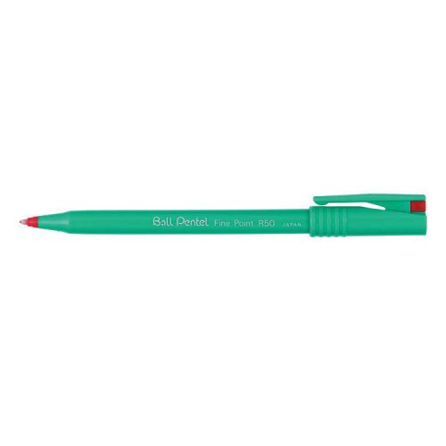 Pentel R50 Rollerball Pen 0.8mm Tip 0.4mm Line Red (Pack 12) - R50-B
