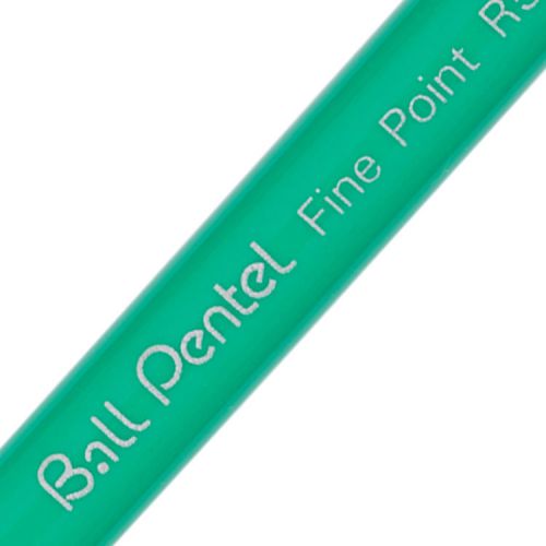 Pentel R50 Rollerball Pen Green Barrel WaterBased 0.8mm Tip 0.4mm Line Red