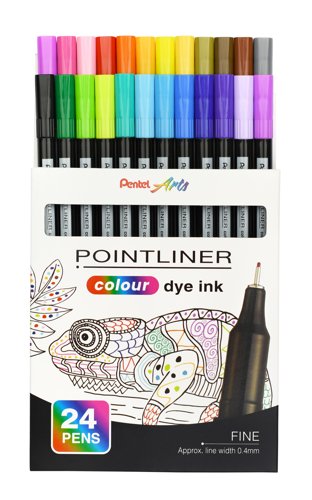 Pointliner Colour Fineliner Piece 0.4mm Line Mixed Wallet (Pack 24) - S40-24
