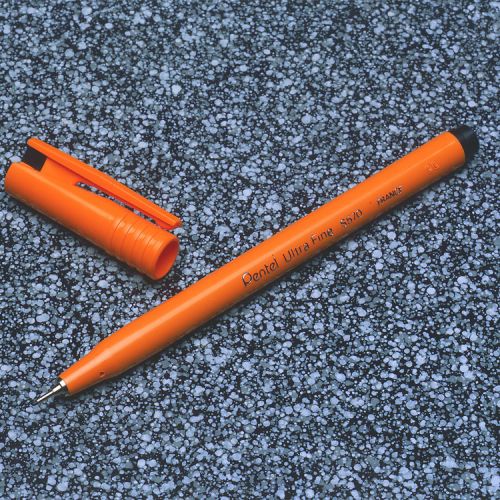 Pentel S570 Ultra Fine Pen Plastic 0.6mm Tip 0.3mm Line Black Ref S570-A [Pack 12]