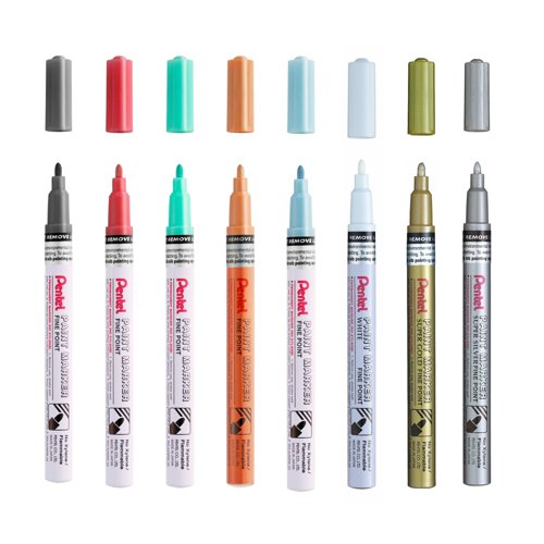 Pentel Paint Marker Fine Bullet Tip Assorted Metallic Colours (Pack 8) - YMSP10/8MET-M