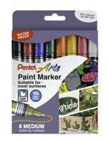 Pentel Paint Marker Medium Bullet Tip Assorted Classic Colours (Pack 8) - YMMP10/8-M