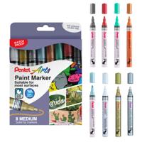 Pentel Paint Marker Medium Bullet Tip Assorted Metallic Colours (Pack 8) - YMMP10/8MET-M