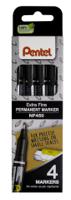 Pentel NF450 Permanent Marker Bullet Tip 0.8mm Line Black (Pack 4) YNF450/4-A