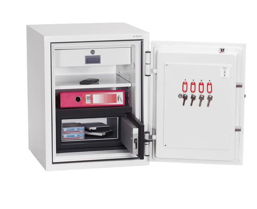 57954PH | THE PHOENIX DATA COMBI provides fire protection for paper documents, computer diskettes, tapes and all forms of data storage and security for cash and valuables all in one unit. Suitable for use in residential or business premises. 