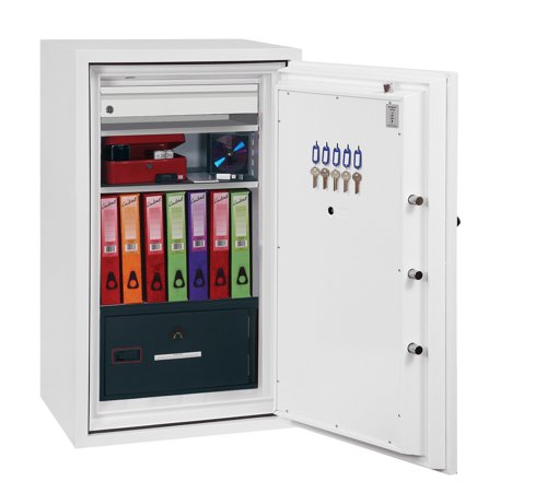 22994PH | THE PHOENIX DATA COMBI provides fire protection for paper documents, computer diskettes, tapes and all forms of data storage and security for cash and valuables all in one unit. Suitable for use in residential or business premises. 