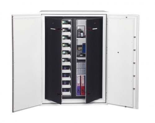 57989PH | THE PHOENIX DATA COMMANDER is designed to meet the requirement of a large capacity fire protection unit for computer diskettes, tapes and all forms of data storage. Suitable for use in commercial business premises for large volume storage. 