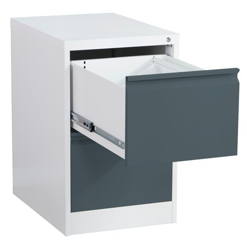 Phoenix FC Series 2 Drawer Filing Cabinet Grey Body Anthracite Drawers with Key Lock - FC1002GAK
