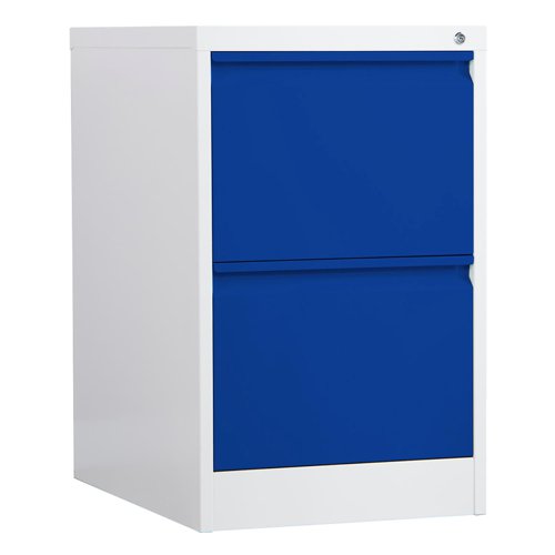 25465PH | Phoenix FC Series FC1002GBK 2 Drawer Filing Cabinet Grey Body Blue Drawers with Key lockTHE PHOENIX FC SERIES FILING CABINETS are the perfect storage solution for your valuable documents. Able to accommodate Fools cap, A4 & A5 files.