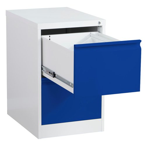 25465PH - Phoenix FC Series 2 Drawer Filing Cabinet Grey Body Blue Drawers with Key Lock - FC1002GBK