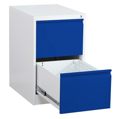 Phoenix FC Series 2 Drawer Filing Cabinet Grey Body Blue Drawers with Key Lock - FC1002GBK