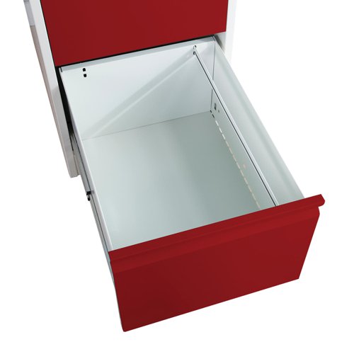 25472PH - Phoenix FC Series 2 Drawer Filing Cabinet Grey Body Red Drawers with Key Lock - FC1002GRK
