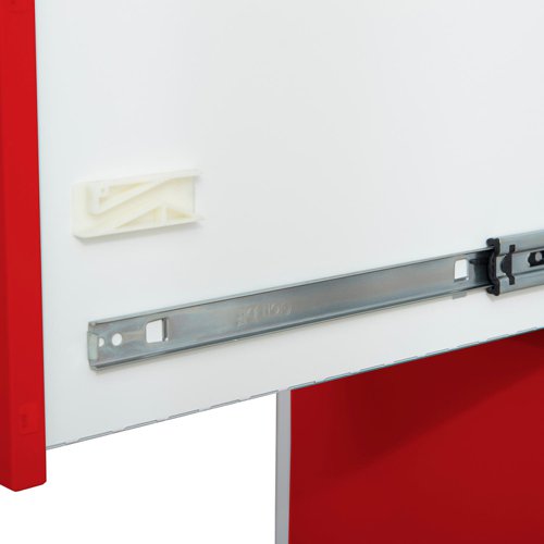 Phoenix FC Series 2 Drawer Filing Cabinet Grey Body Red Drawers with Key Lock - FC1002GRK