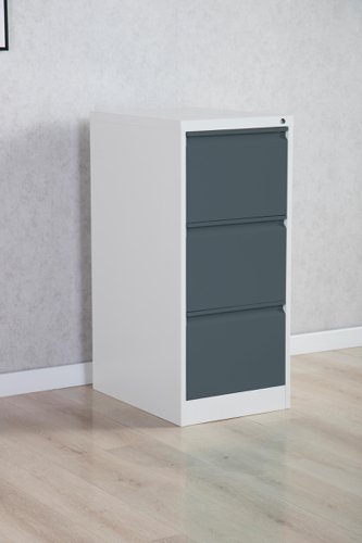 Phoenix FC Series 3 Drawer Filing Cabinet Grey Body Anthracite Drawers with Key Lock - FC1003GAK
