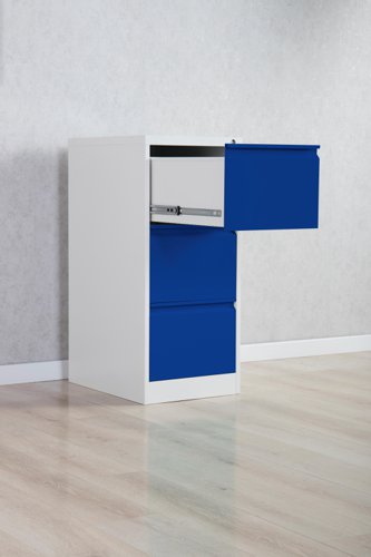 Phoenix FC Series 3 Drawer Filing Cabinet Grey Body Blue Drawers with Key Lock - FC1003GBK