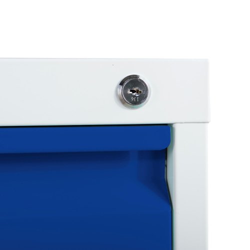 Phoenix FC Series 4 Drawer Filing Cabinet Grey Body Blue Drawers with Key Lock - FC1004GBK