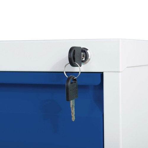 Phoenix FC Series 4 Drawer Filing Cabinet Grey Body Blue Drawers with Key Lock - FC1004GBK Phoenix