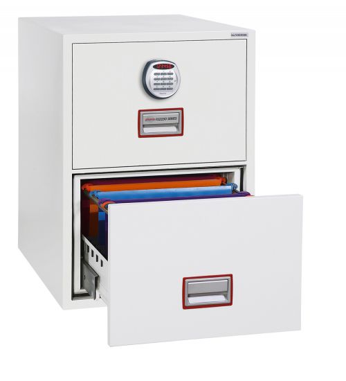 Phoenix Vertical Fire File 2 Drawer Filing Cabinet Elecronic Lock White FS2252E  57807PH