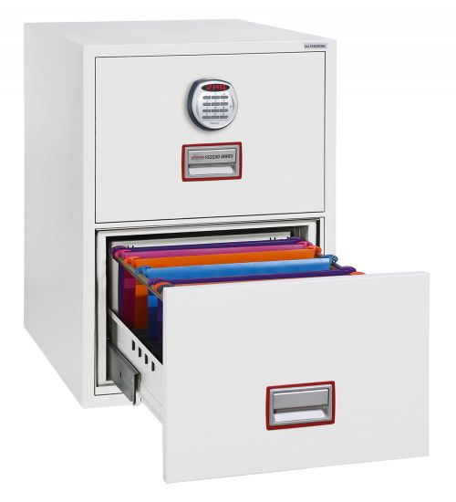57807PH - Phoenix Vertical Fire File 2 Drawer Filing Cabinet Elecronic Lock White FS2252E